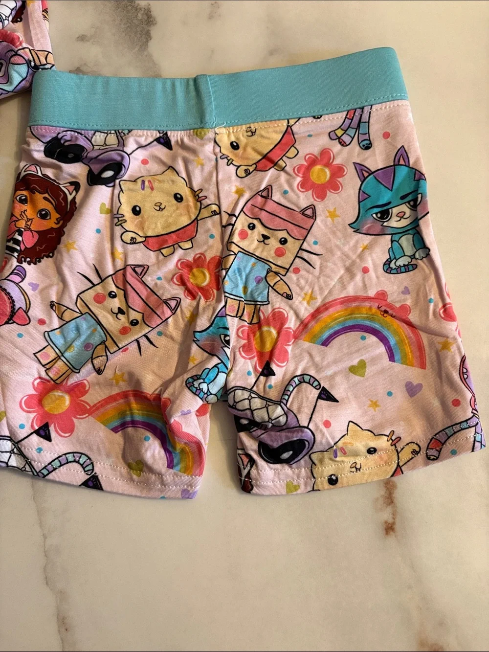 BAMBOO Pink Cartoon Animals & Rainbow Short Pajama Set
